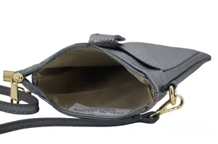 Mini torebka / etui ze skóry metalizowanej - Srebrna ciemna - Etui i futerały do telefonów - miniaturka - grafika 7