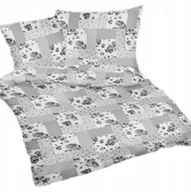 Pościel - pościel z satyny 220x240 + 2x poszewka 100% bawełna S 76-1 patchw szary z r - miniaturka - grafika 1