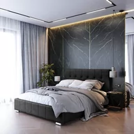 Łóżka - Łóżko tapicerowane 160x200 LB-150P czarny welur - miniaturka - grafika 1