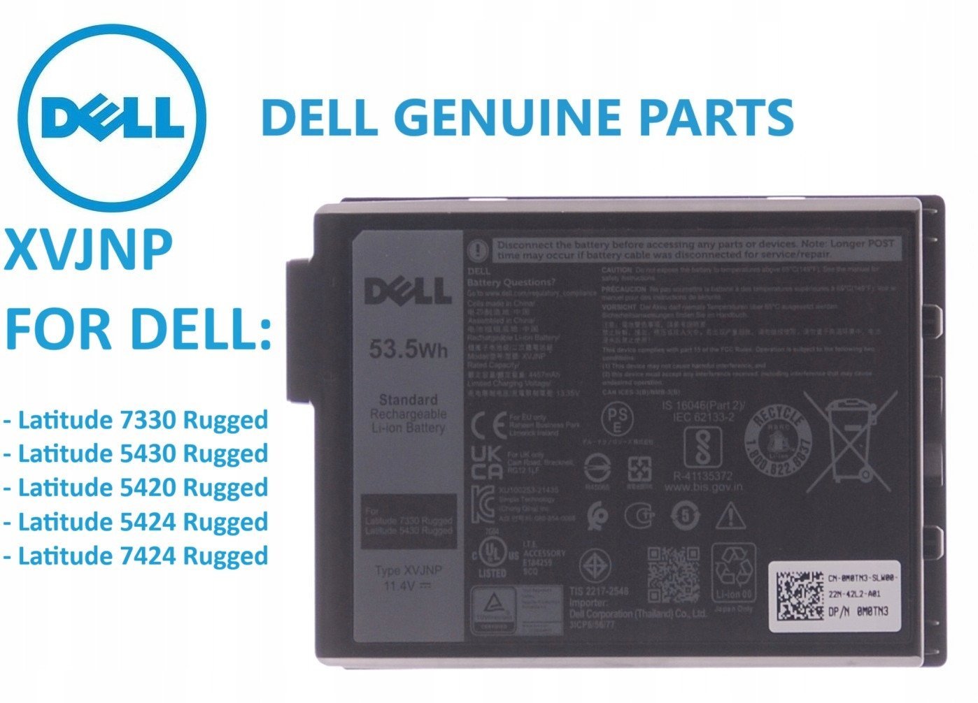 53.5Wh 3-cell Lithium-Ion battery for Latitude laptops