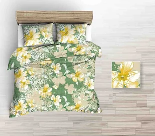 Pościel z kory 220x200 zielona duże żółte beżowe rysowane kwiaty - Pościel Pościel z kory 220x200 zielona duże żółte beżowe rysowane kwiaty - Pościel - miniaturka - grafika 1