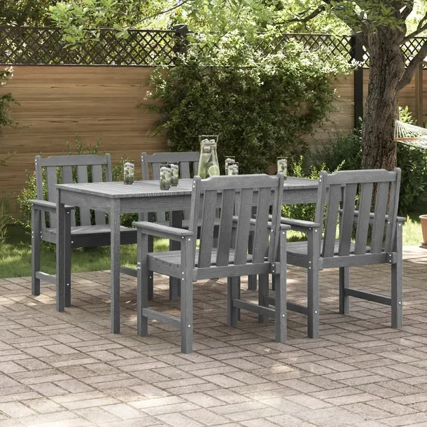 Zestaw 4 Krzeseł Ogrodowych HDPE Jasnoszary 55x50 cm