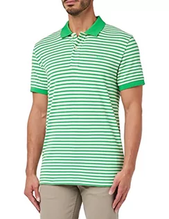 Koszule męskie - GANT Męska koszula polo SS Pique Striped w paski, MID Green, standardowa, Mid Green, M - grafika 1
