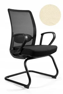 Fotel biurowy, krzesło biurowe Fotel biurowy, krzesło konferencyjne, Anggun Skid, biała skóra naturalna - Fotele i krzesła biurowe - miniaturka - grafika 1