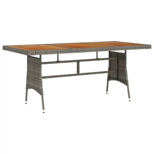 shumee Stół ogrodowy szary 160x70x72 cm rattan PE i drewno akacjowe - Stoły ogrodowe - miniaturka - grafika 1
