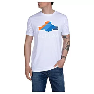 Koszulki męskie - Replay T-shirt męski, 1 Biały, S - grafika 1