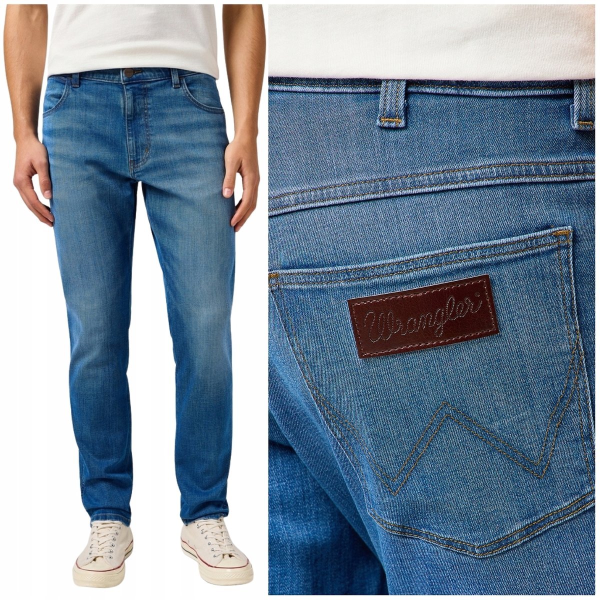 Wrangler RIVER regular tapered Mosaic elastyczne spodnie jeansowe W40 L32