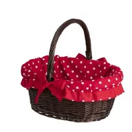 Torby i wózki na zakupy - Wiklinowy kosz prezentowy brązowy z obszyciem 35x25 H15/30 cm - miniaturka - grafika 1