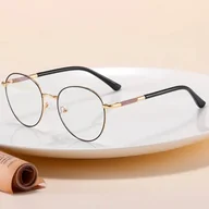 Okulary korekcyjne, oprawki, szkła - Damskie okulary Lenonki zerówki do komputera BLUE LIGHT na teleskopach 25148 Czarny/Złoty - miniaturka - grafika 1