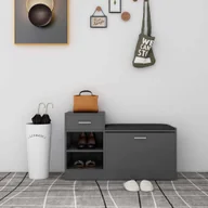 Szafki na buty - vidaXL Ławka na buty szara 94,5x31x57 cm Materiał drewnopochodny - Stojak na buty - Półki na buty - Ławka na buty - Ławki na buty - miniaturka - grafika 1