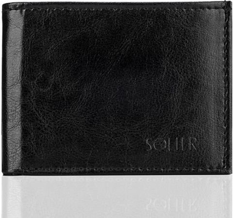 Solier Elegancki czarny skórzany męski portfel SOLIER TESSA