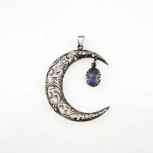 Półksiężyc z kamieniem  księżycowym - zawieszka - Naszyjniki - miniaturka - grafika 1