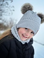 Czapki dla dzieci - ZESTAW: bawełniana czapka dla dziecka i komin Jasny szary - miniaturka - grafika 1