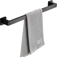 Wieszaki łazienkowe - Wieszak na ręczniki Space Square aluminiowy, montowany na ścianie, pojedynczy, czarny, 50 cm (podwójne zastosowanie, nie wymaga wiercenia) - miniaturka - grafika 1