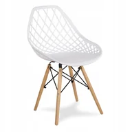 Krzesła - Krzesłodo jadalni Kuchni salonu ażurowe Białe Plastikowe nogi buk YE-01 - miniaturka - grafika 1