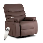 Fotele - Fotel Rozkładany Masujący Wypoczynkowy z Masażem Dla Seniora BRUCE Brązowy - miniaturka - grafika 1