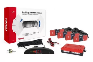 AMiO Zestaw czujników parkowania cofania led 4 sensory czarne wewnętrzne 16,5mm AMI-02255 - Czujniki parkowania - miniaturka - grafika 1