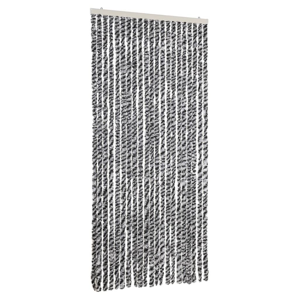 vidaXL Zasłona na muchę szara, czarna i biała 90x200 cm szenilowa