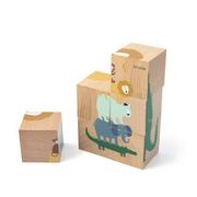 Klocki - Trixie Baby Trixie Baby Animals Drewniane Klocki Puzzle - miniaturka - grafika 1