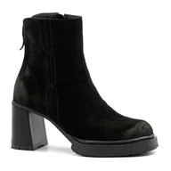 Botki damskie - Czarne welurowe botki LM60442 - Neścior - miniaturka - grafika 1
