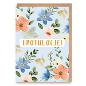 Kartki okolicznościowe i zaproszenia - Kartka okolicznościowa Karnet GRATULACJE KWIATY A6 - miniaturka - grafika 1