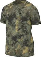 Koszulki i topy damskie - Nike Shirt M Nk Df Camo Hyverse Ss Top, Oil Green/Black/Black, FZ0736-386, M - miniaturka - grafika 1