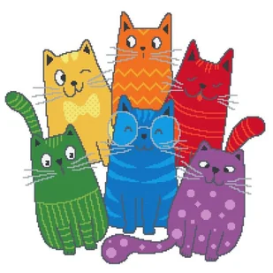 Haft krzyżykowy - Zestaw do haftu - Miny kociej rodziny - Pasmanteria - miniaturka - grafika 1