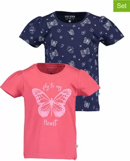 Koszulki dla dziewczynek - Blue Seven Koszulki (2 szt.) w kolorze różowym i granatowym - grafika 1
