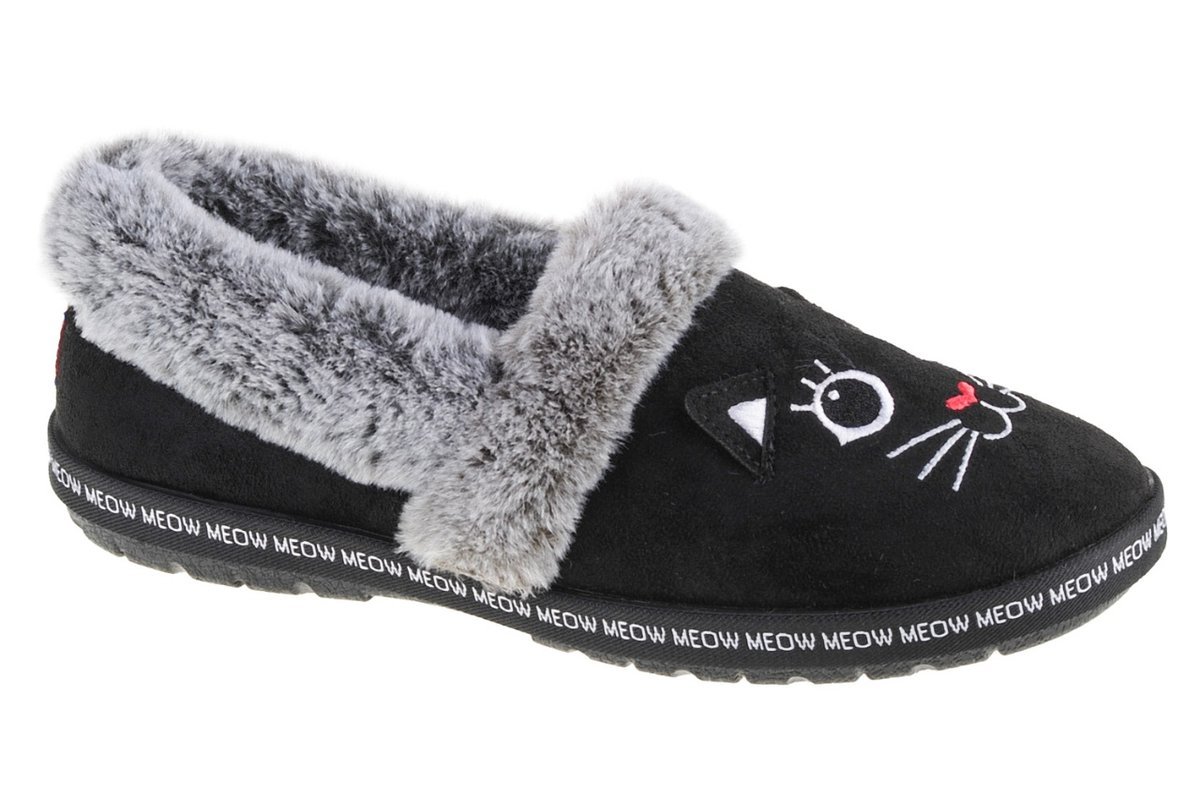 Skechers Too Cozy-Meow Pajama 33355-BLK, Damskie, kapcie, Czarne