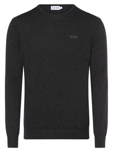 Calvin Klein - Sweter męski z dodatkiem jedwabiu, szary - Swetry męskie - miniaturka - grafika 1