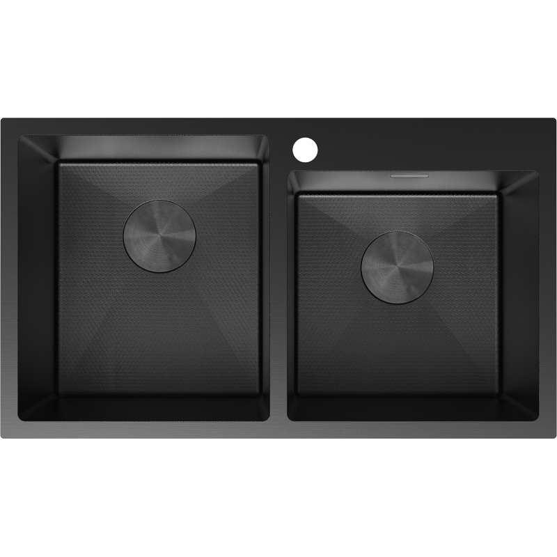Mexen Xorin zlewozmywak stalowy 2-komorowy 780 x 450 mm, czarny HC - 6441782000-70HC