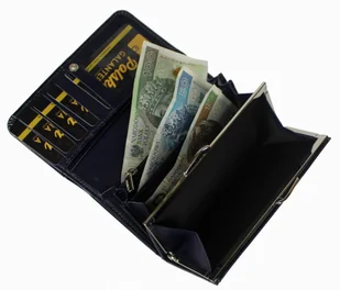 Wygodny Portfel Damski MARCO (PL) 16 cm Klamra Skóra Naturalna NIEBIESKI LAKIEROWANY PD-09 - Portfele - miniaturka - grafika 6