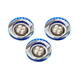 Candellux Zestaw Trzech Opraw Ss-23 Ch/Tr+Bl Gu10 50W+Led Smd 230V Niebieski 2,1W Chrom Opr Strop Stala Okrągła Szklo Transparentne 99-54784 - Lampy pozostałe - miniaturka - grafika 1