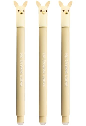Eberhard Faber 599015 - Rollerball wymazywalna lama, 3 długopisy Animal Erase it, długopis żelowy niebieski 0,7 mm