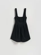 Sukienki - Reserved - Kreszowana sukienka mini - czarny - miniaturka - grafika 1