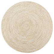 Dywany - vidaXL Ręcznie wykonany dywanik, juta, biały i naturalny, 90 cm - miniaturka - grafika 1