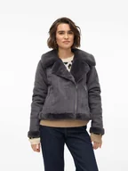 Kurtki damskie - Vero Moda Kurtka "Peggy" w kolorze szarym ze skóry syntetycznej - miniaturka - grafika 1
