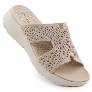 Klapki damskie na podwyższeniu beżowe Vinceza 97300 beżowy - Klapki i japonki damskie - miniaturka - grafika 1