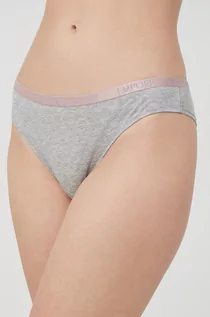 Majtki damskie - Emporio Armani Underwear Underwear stringi kolor szary - grafika 1