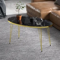 Ławy i stoliki kawowe - [en.casa] Stolik kawowy Skævinge stolik boczny 43 x 90 x 50 cm stolik kawowy wykonany z płyty wiórowej i metalu stolik rozkładany do salonu sypialnia marmur, czarny/złoty - miniaturka - grafika 1