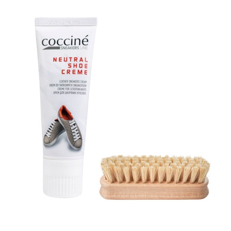 Zestaw do pielęgnacji obuwia - bezbarwny krem Cocciné 75 ml & szczotka do polerowania ZES-55