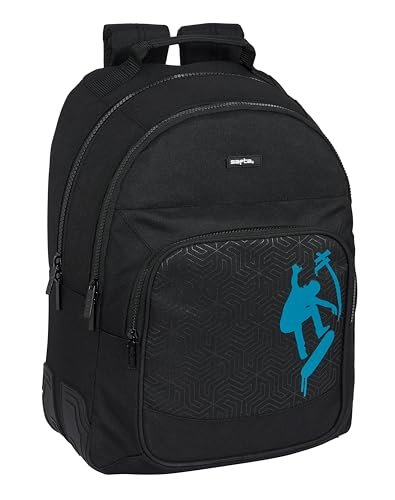 Safta SPRAY Plecak szkolny dla dzieci, idealny dla dzieci w różnym wieku, wygodny i wszechstronny, jakość i wytrzymałość, 32 x 15 x 42 cm, kolor, Czarny (Black), Estándar, Casual