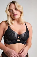 Biustonosze - Hunkemöller Długi usztywniony biustonosz Juliette z fiszbinami Czarny - miniaturka - grafika 1