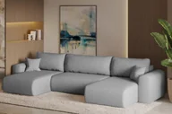 Narożniki - Sofa w kształcie U CAPRI narożnik tkanina Neve jasnoszary - miniaturka - grafika 1