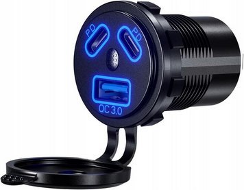Ładowarka Motocyklowa KOPIER 2x45 W PD TYP C QUICK 18W USB QC 3.0