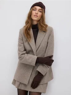 Reserved - Rękawiczki z wełną - ciemnobrązowy - Czapki damskie - miniaturka - grafika 1