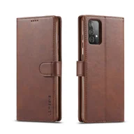 Portfele - Dla Samsung Galaxy A52 5G / 4G LC.IMEEKE Calf Texture Poziome skórzane etui z klapką z uchwytem i miejscami na karty oraz portfelem (brązowe) Brown - miniaturka - grafika 1