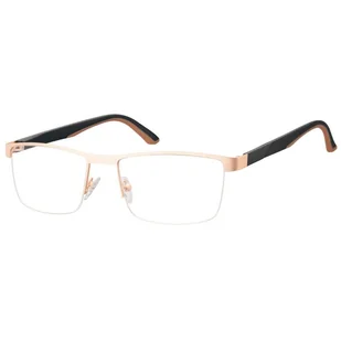 Męskie żyłkowe oprawki korekcyjne okulary zerówki 982E złoty/czarny - Okulary korekcyjne, oprawki, szkła - miniaturka - grafika 1