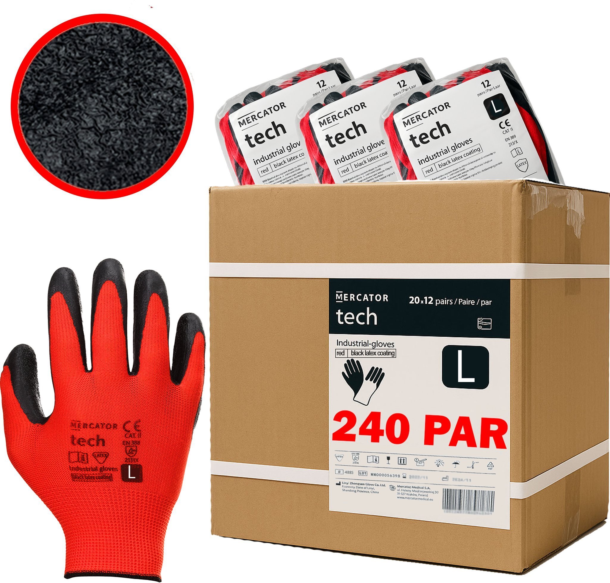 MERCATOR Tech Red+Black Latex - 240 Par 9 - L