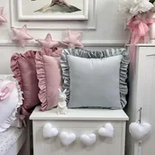 Kołdry i poduszki dla dzieci - Poduszka aksamitna kwadratowa z falbanką 12 kolorów - miniaturka - grafika 1